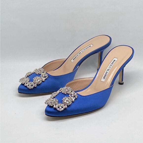 Manolo Blahnik  Hangisi 70MM Crystal Buckle Mules size 36 - Picture 1 of 13